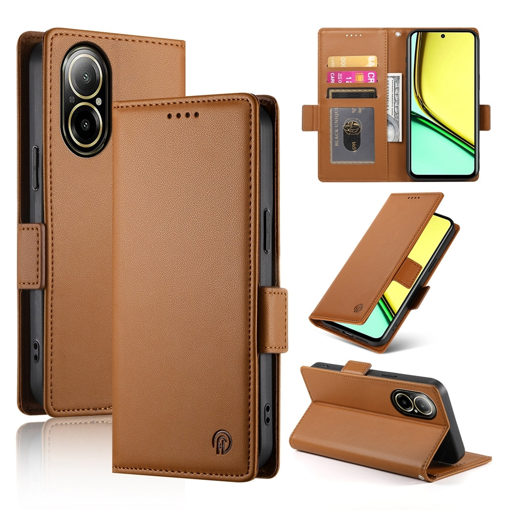 Realme C67 4G Global Magnetic Leather Wallet Case with Card Slots, Stand Function & Full Protection