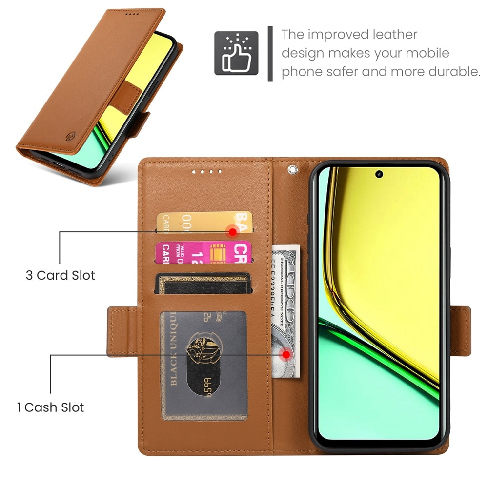 Realme C67 4G Global Magnetic Leather Wallet Case with Card Slots, Stand Function & Full Protection
