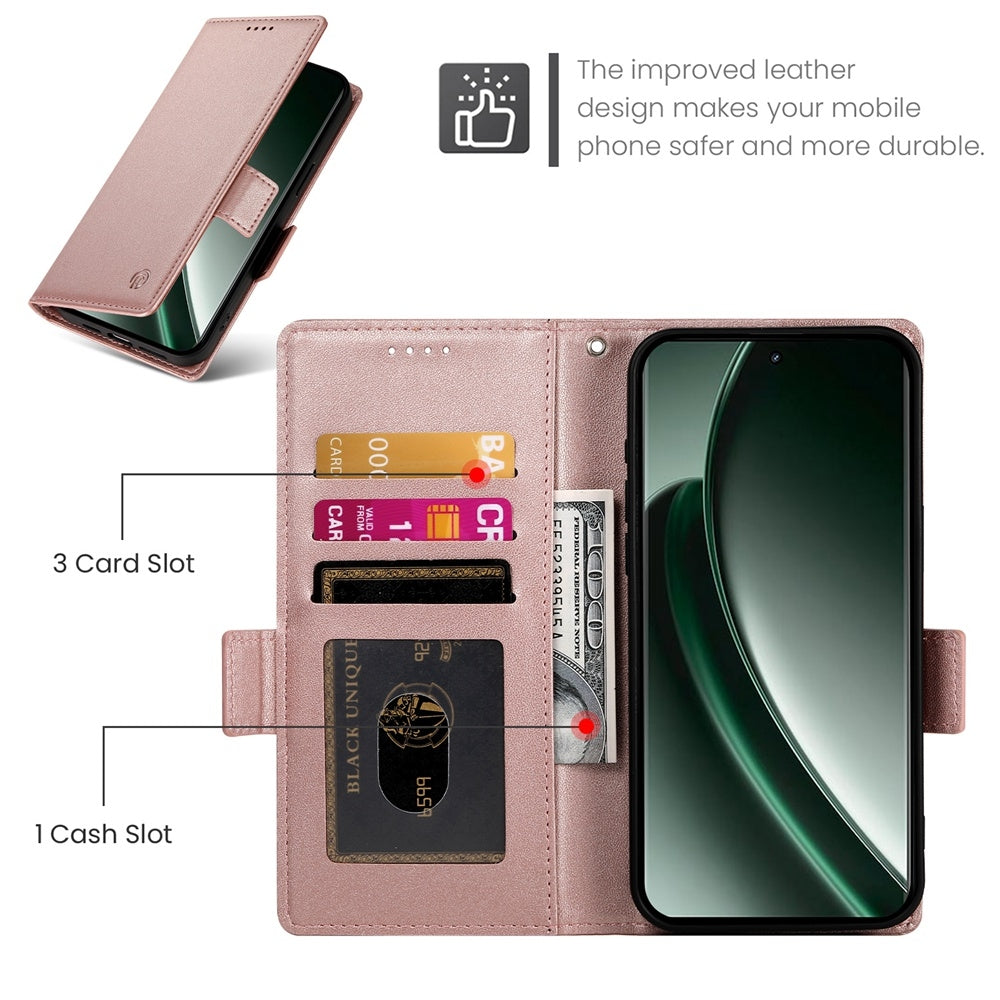 Realme GT 6 Global Magnetic Leather Wallet Case with Card Slots, Stand Function & Full Protection