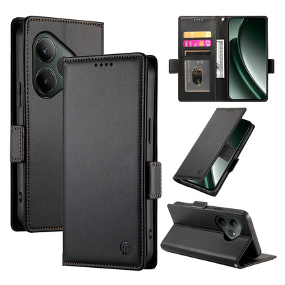 Realme GT 6 Global Magnetic Leather Wallet Case with Card Slots, Stand Function & Full Protection