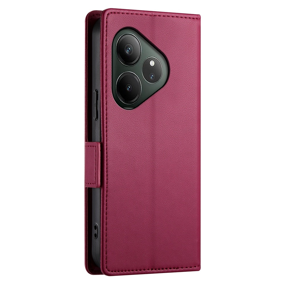 Realme GT 6 Global Magnetic Leather Wallet Case with Card Slots, Stand Function & Full Protection