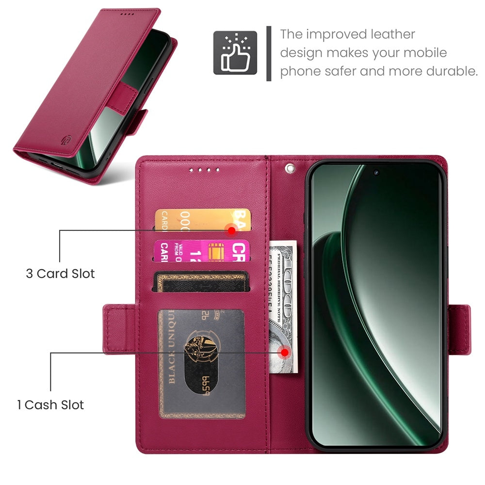 Realme GT 6 Global Magnetic Leather Wallet Case with Card Slots, Stand Function & Full Protection