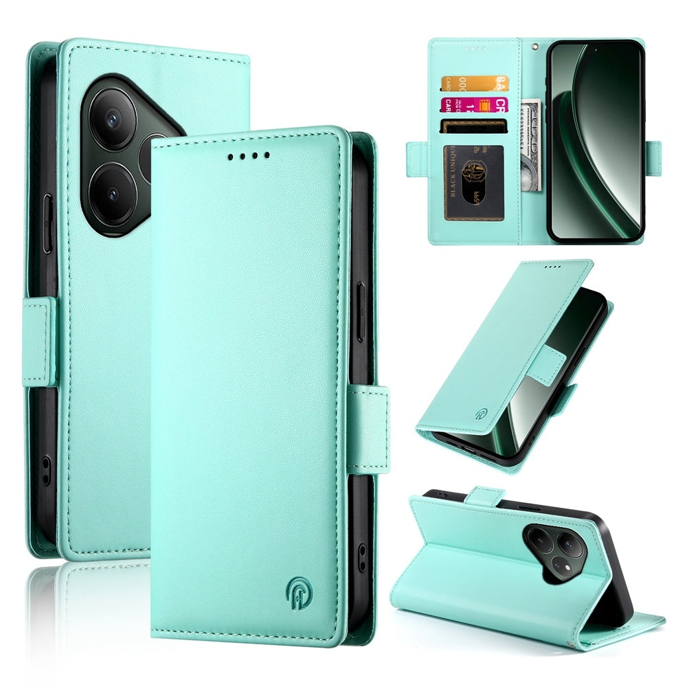 Realme GT 6 Global Magnetic Leather Wallet Case with Card Slots, Stand Function & Full Protection