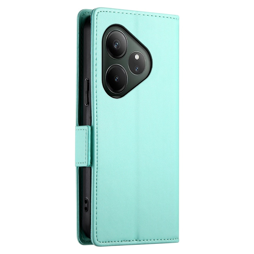 Realme GT 6 Global Magnetic Leather Wallet Case with Card Slots, Stand Function & Full Protection