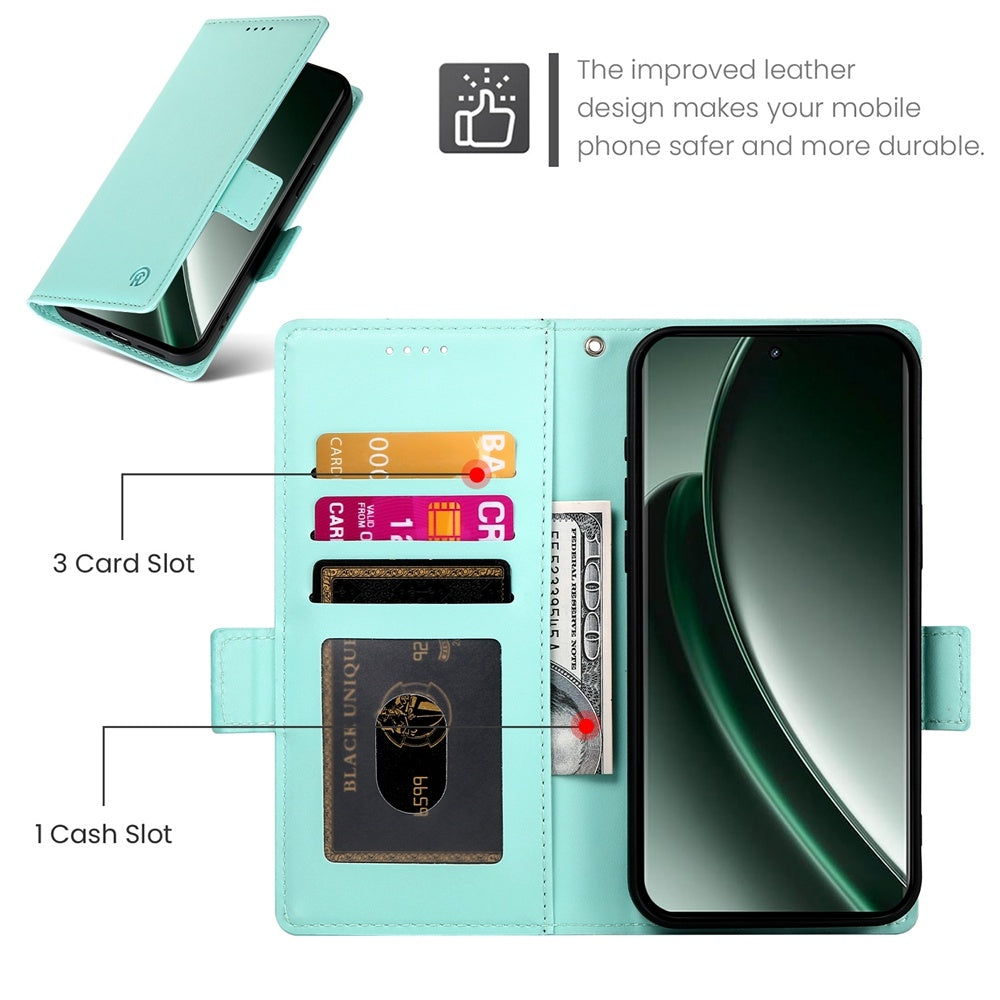 Realme GT 6 Global Magnetic Leather Wallet Case with Card Slots, Stand Function & Full Protection