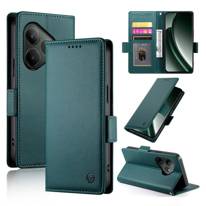 Realme GT 6 Global Magnetic Leather Wallet Case with Card Slots, Stand Function & Full Protection