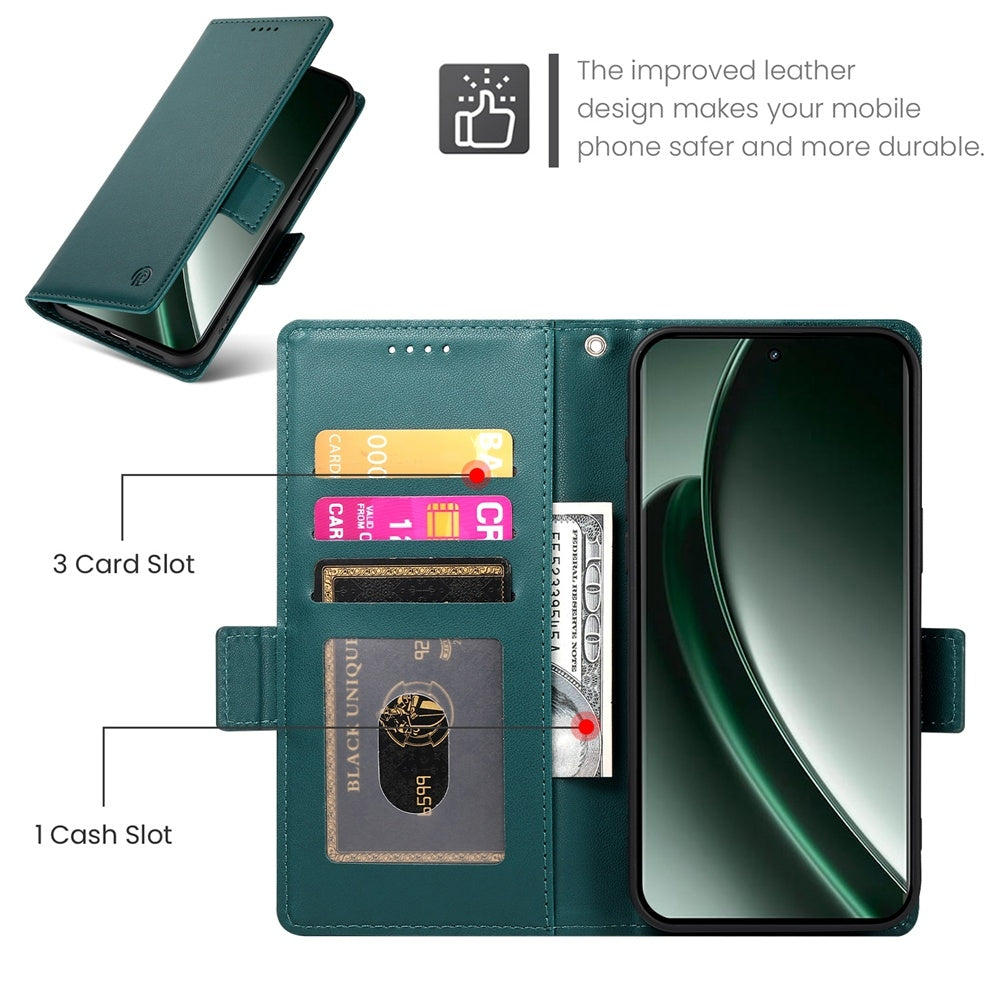 Realme GT 6 Global Magnetic Leather Wallet Case with Card Slots, Stand Function & Full Protection