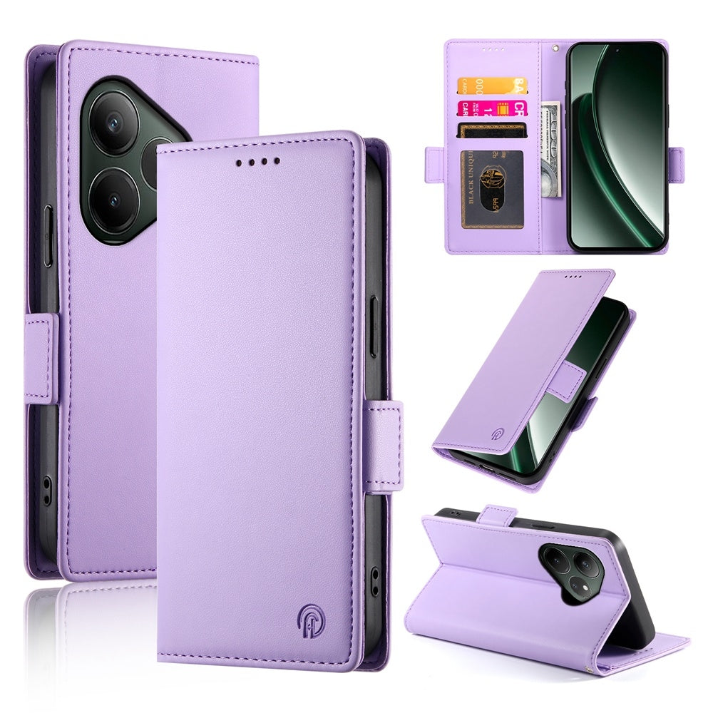 Realme GT 6 Global Magnetic Leather Wallet Case with Card Slots, Stand Function & Full Protection