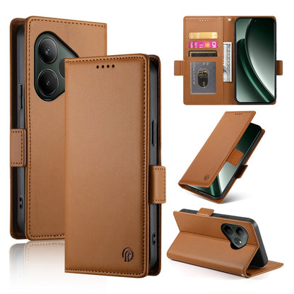 Realme GT 6 Global Magnetic Leather Wallet Case with Card Slots, Stand Function & Full Protection