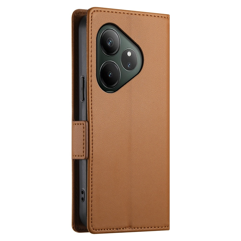 Realme GT 6 Global Magnetic Leather Wallet Case with Card Slots, Stand Function & Full Protection