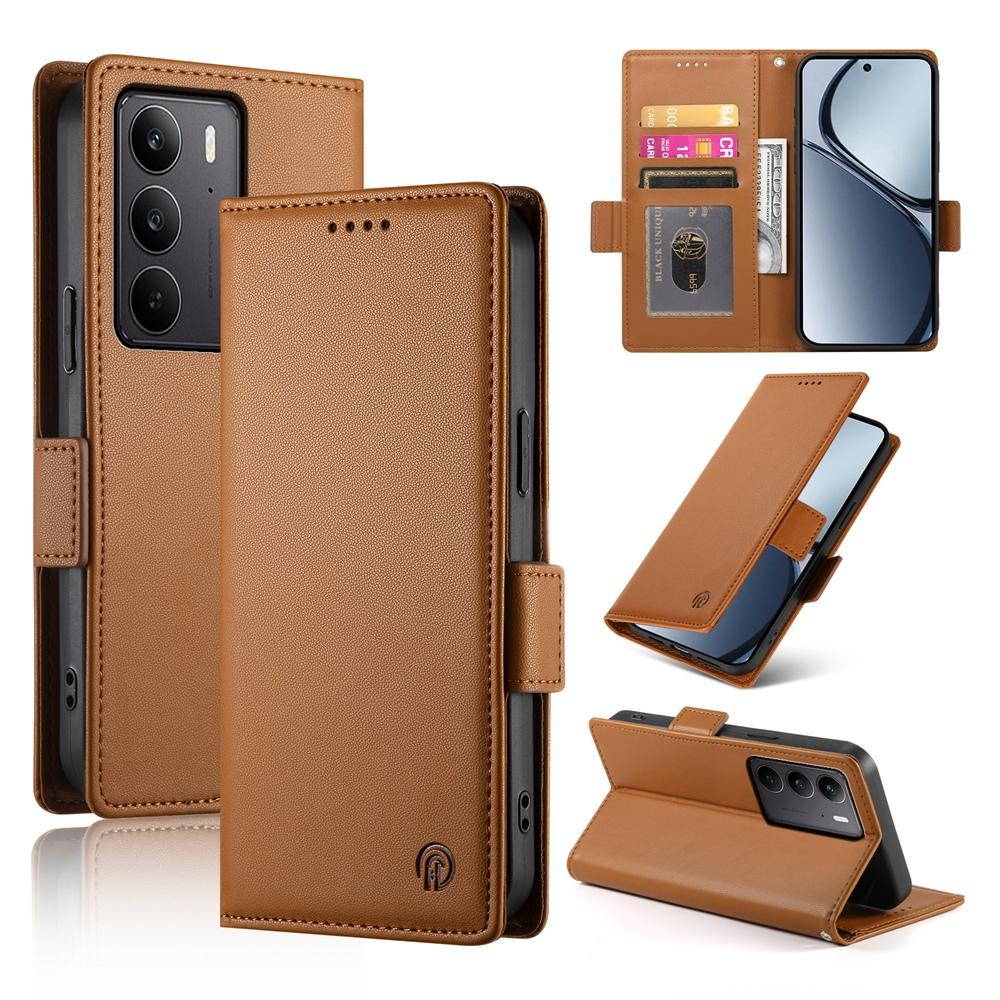 Realme 14x Magnetic Leather Wallet Case with Card Slots, Stand Function & Full Protection