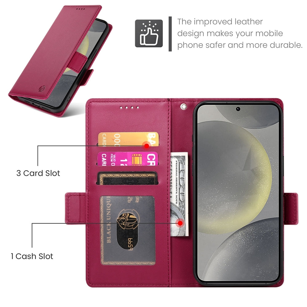 Samsung Galaxy S24 5G Magnetic Leather Wallet Case with Card Slots, Stand Function & Full Protection