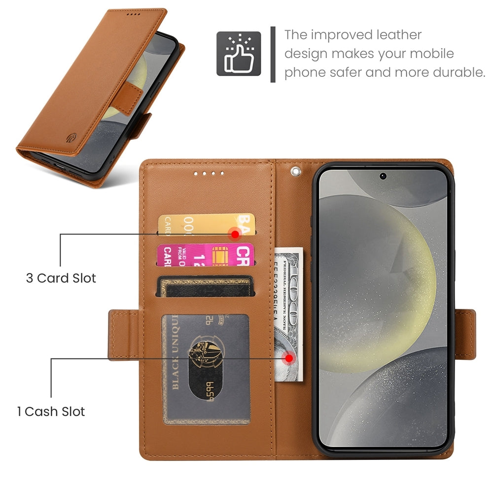 Samsung Galaxy S24 5G Magnetic Leather Wallet Case with Card Slots, Stand Function & Full Protection
