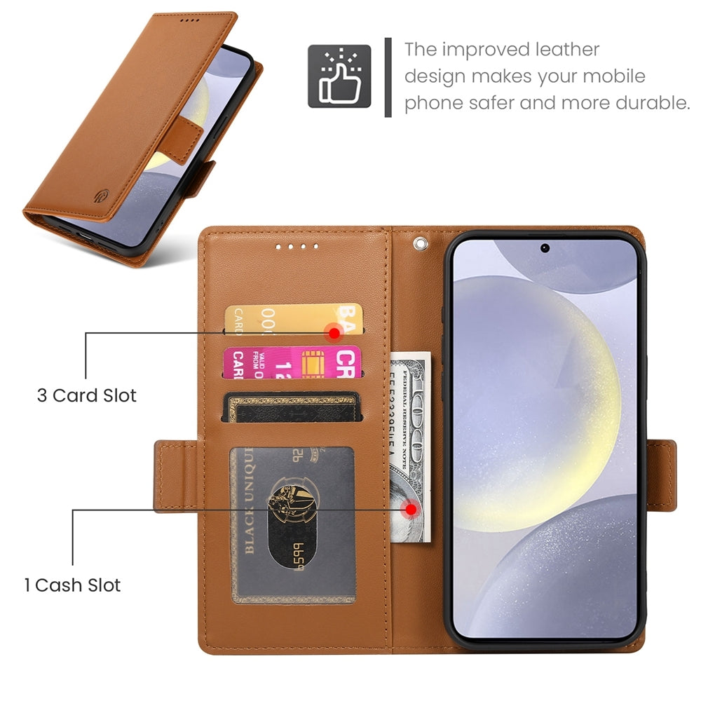 Samsung Galaxy S24+ 5G Magnetic Leather Wallet Case with Card Slots, Stand Function & Full Protection