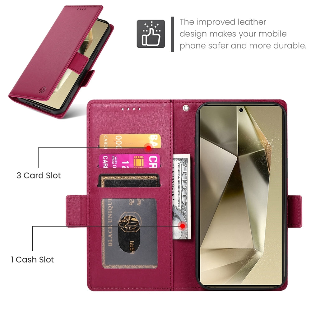 Samsung Galaxy S24 Ultra 5G Magnetic Leather Wallet Case with Card Slots, Stand Function & Full Protection