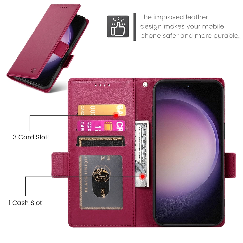 Samsung Galaxy S23 5G Magnetic Leather Wallet Case with Card Slots, Stand Function & Full Protection
