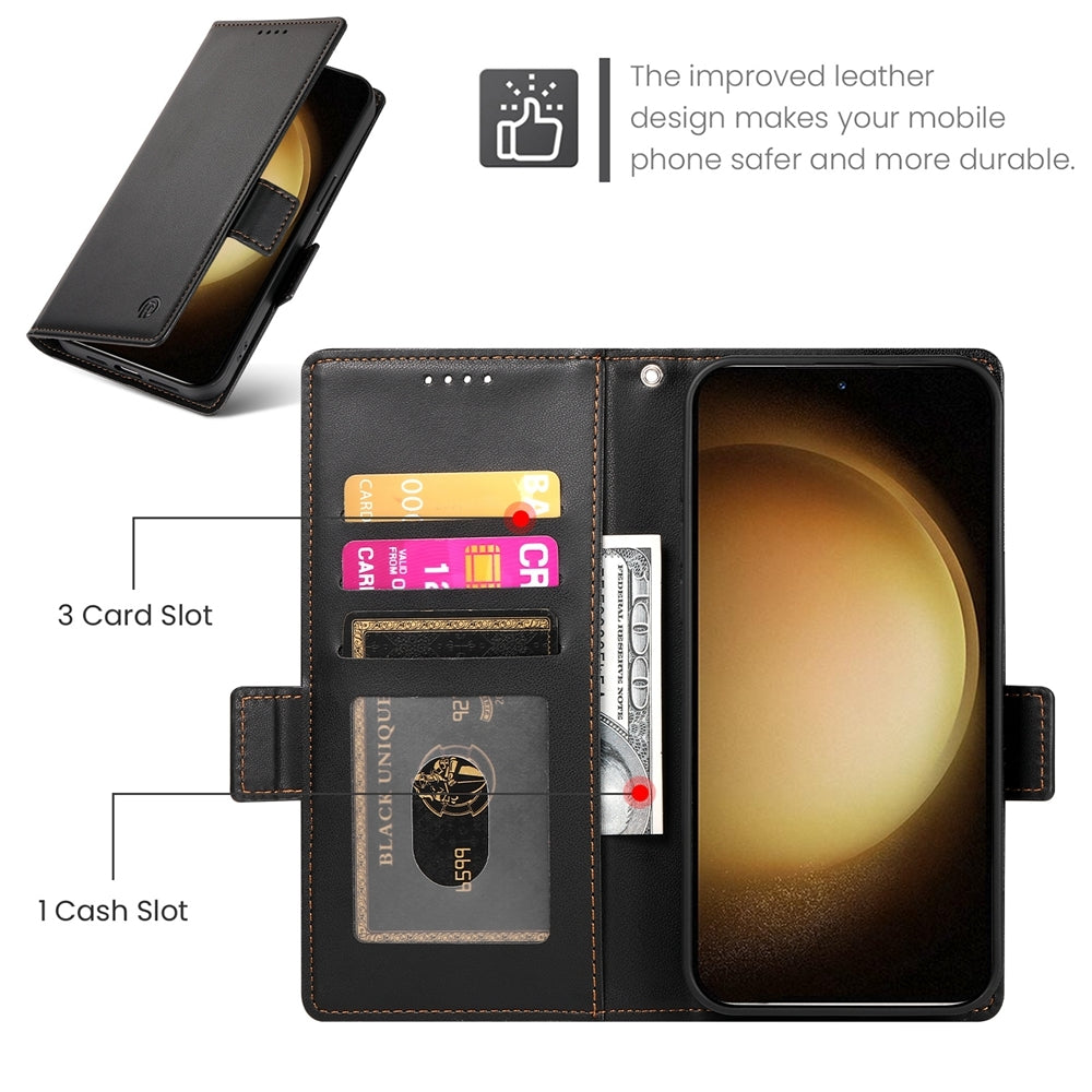 Samsung Galaxy S23+ 5G Magnetic Leather Wallet Case with Card Slots, Stand Function & Full Protection