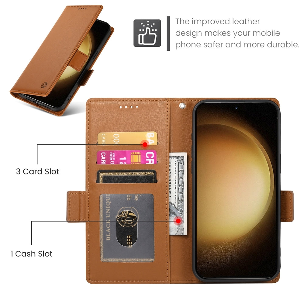 Samsung Galaxy S23+ 5G Magnetic Leather Wallet Case with Card Slots, Stand Function & Full Protection