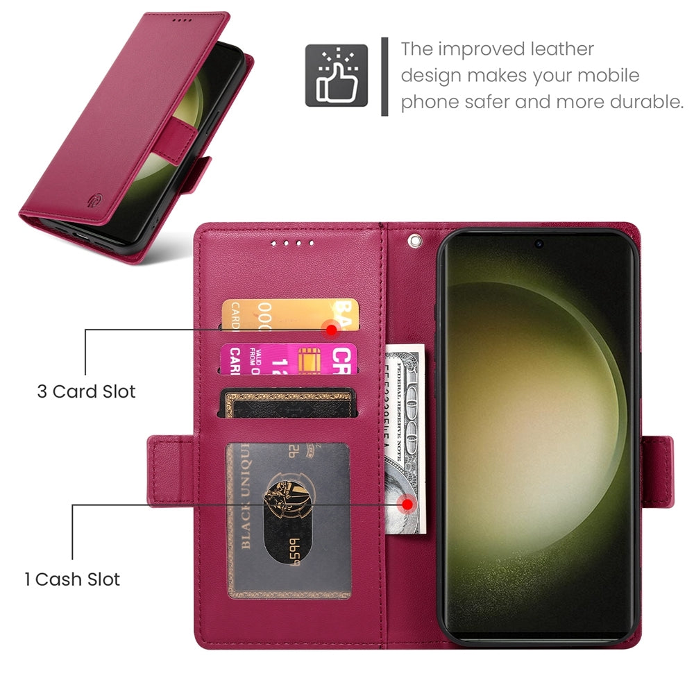 Samsung Galaxy S23 Ultra 5G Magnetic Leather Wallet Case with Card Slots, Stand Function & Full Protection