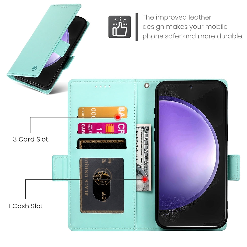 Samsung Galaxy S23 FE 5G Magnetic Leather Wallet Case with Card Slots, Stand Function & Full Protection