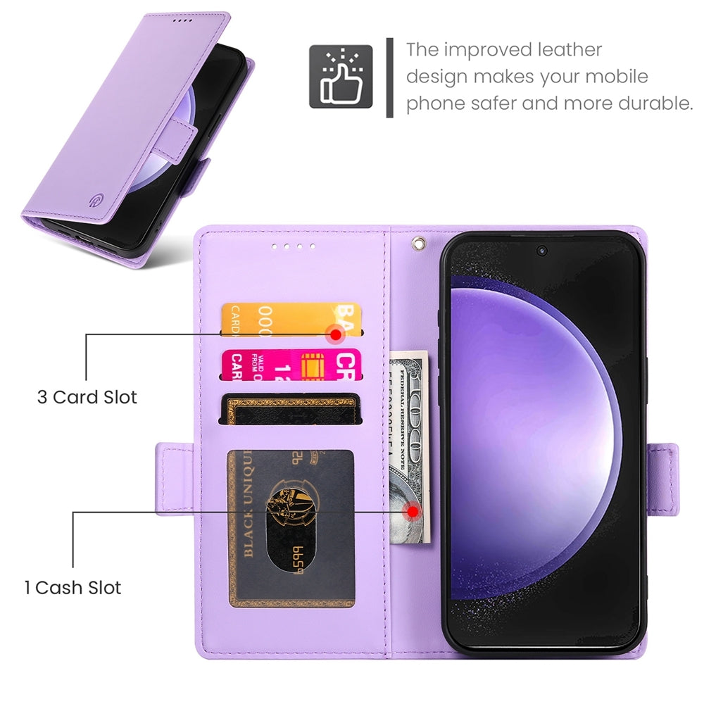 Samsung Galaxy S23 FE 5G Magnetic Leather Wallet Case with Card Slots, Stand Function & Full Protection