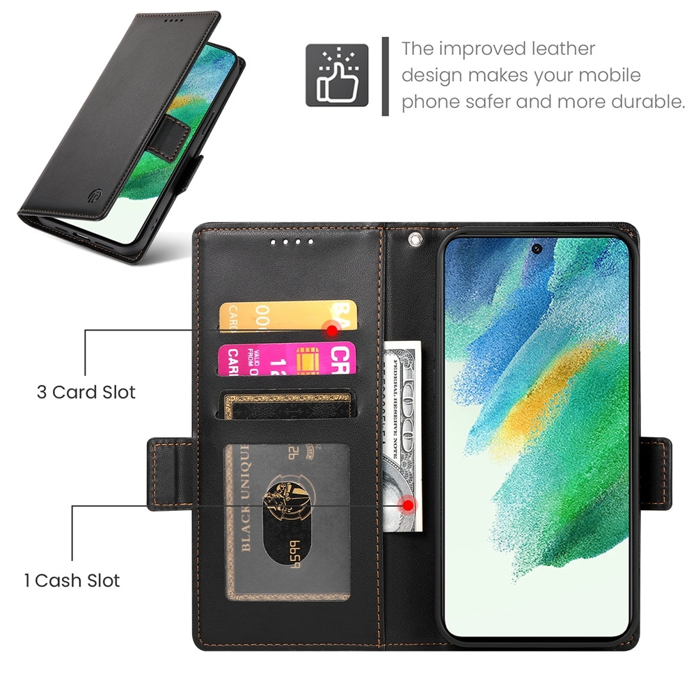Samsung Galaxy S21 FE 5G Magnetic Leather Wallet Case with Card Slots, Stand Function & Full Protection