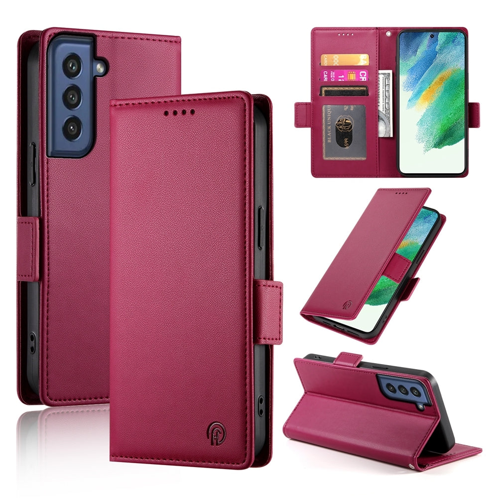Samsung Galaxy S21 FE 5G Magnetic Leather Wallet Case with Card Slots, Stand Function & Full Protection