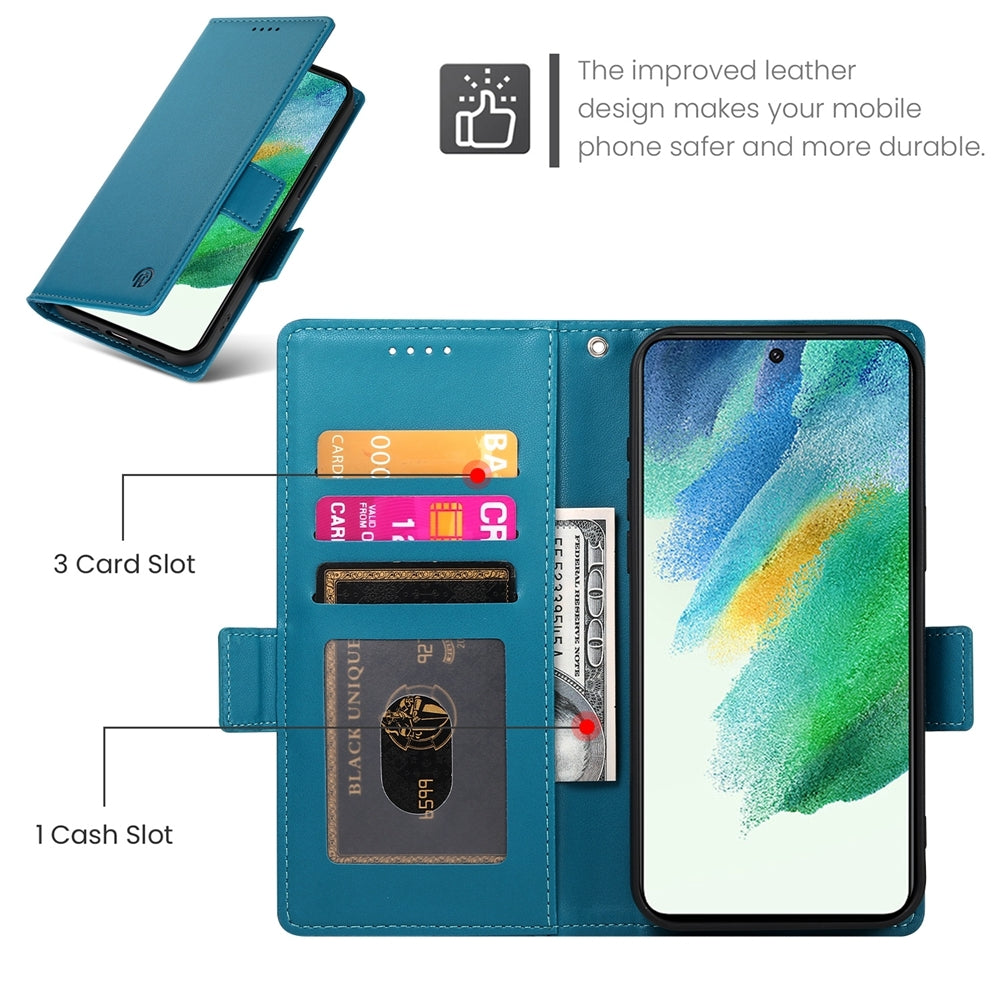Samsung Galaxy S21 FE 5G Magnetic Leather Wallet Case with Card Slots, Stand Function & Full Protection
