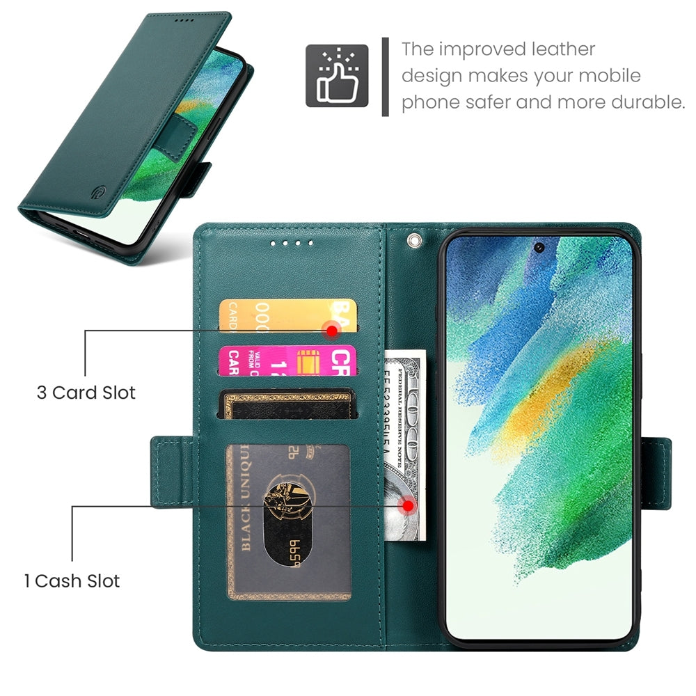 Samsung Galaxy S21 FE 5G Magnetic Leather Wallet Case with Card Slots, Stand Function & Full Protection