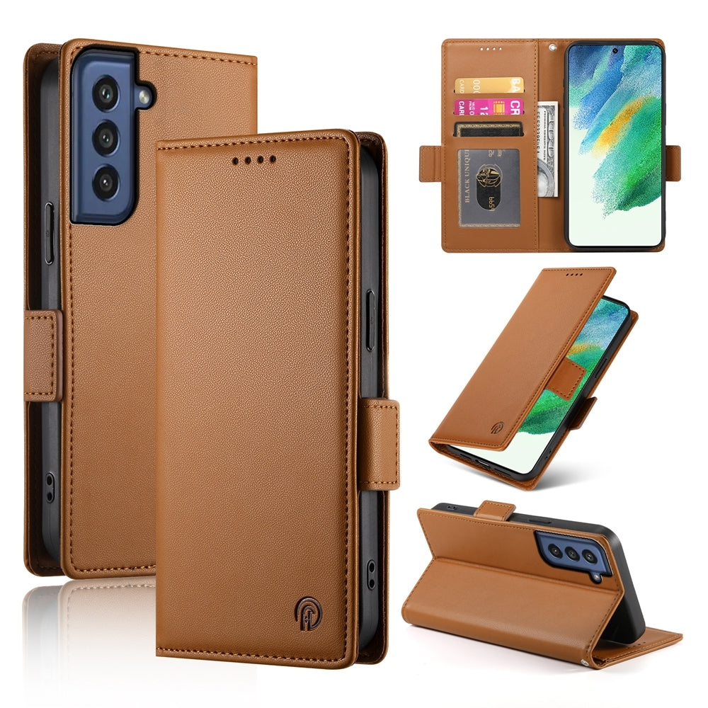 Samsung Galaxy S21 FE 5G Magnetic Leather Wallet Case with Card Slots, Stand Function & Full Protection