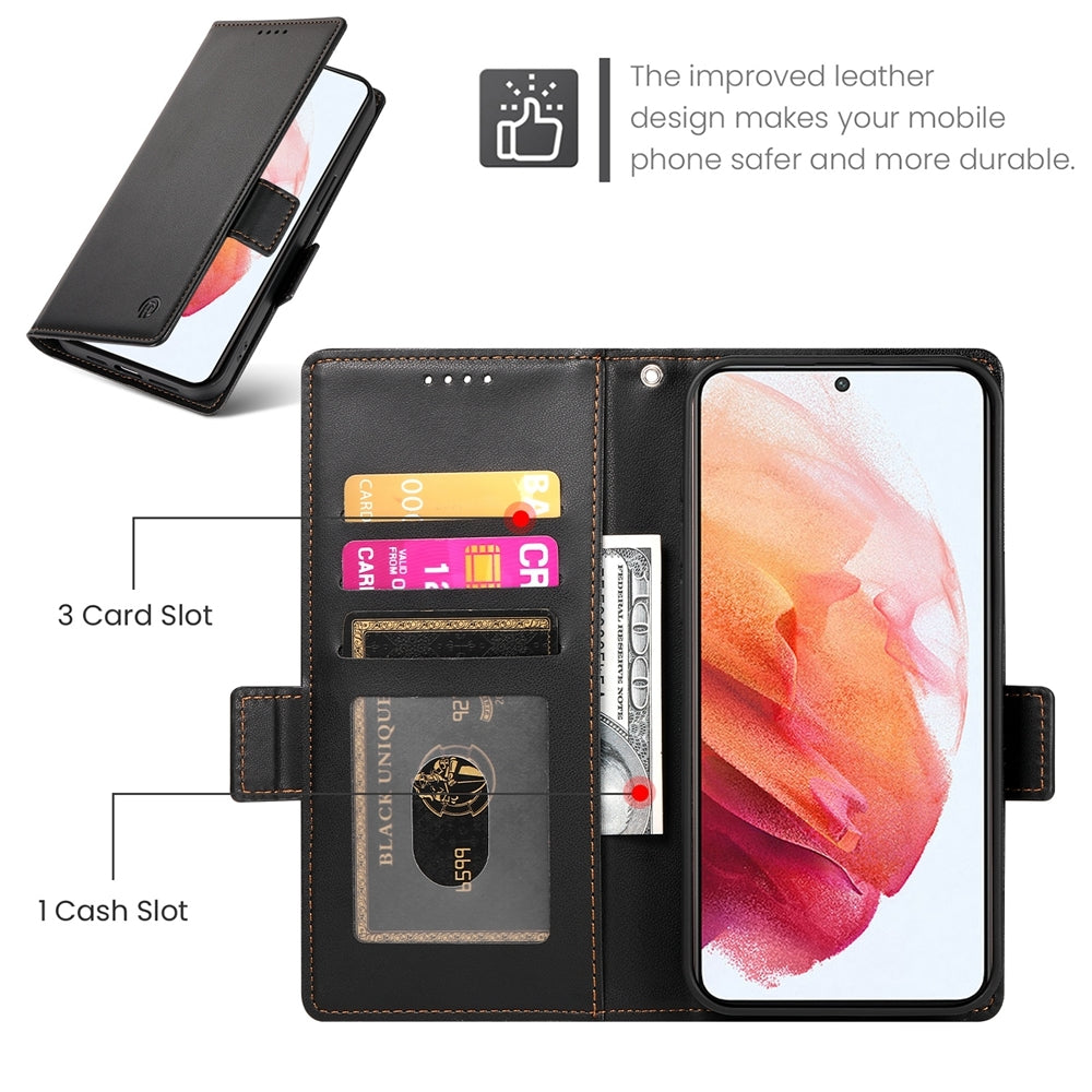 Samsung Galaxy S21 5G Magnetic Leather Wallet Case with Card Slots, Stand Function & Full Protection