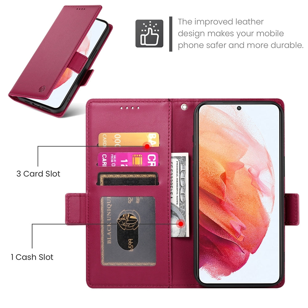 Samsung Galaxy S21 5G Magnetic Leather Wallet Case with Card Slots, Stand Function & Full Protection