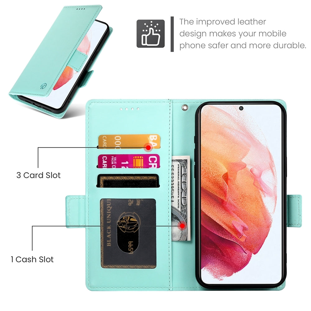 Samsung Galaxy S21 5G Magnetic Leather Wallet Case with Card Slots, Stand Function & Full Protection