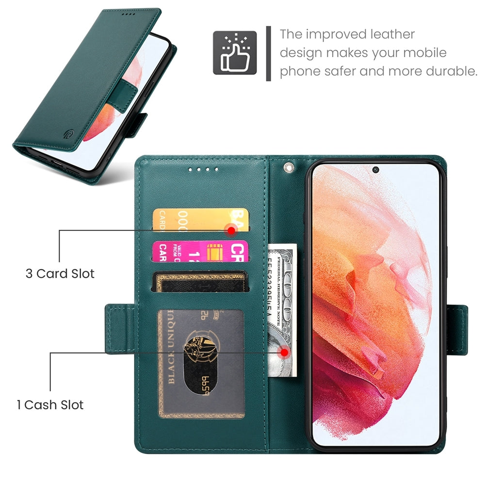Samsung Galaxy S21 5G Magnetic Leather Wallet Case with Card Slots, Stand Function & Full Protection