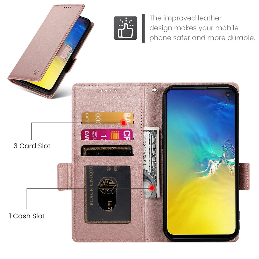Samsung Galaxy S10e Magnetic Leather Wallet Case with Card Slots, Stand Function & Full Protection