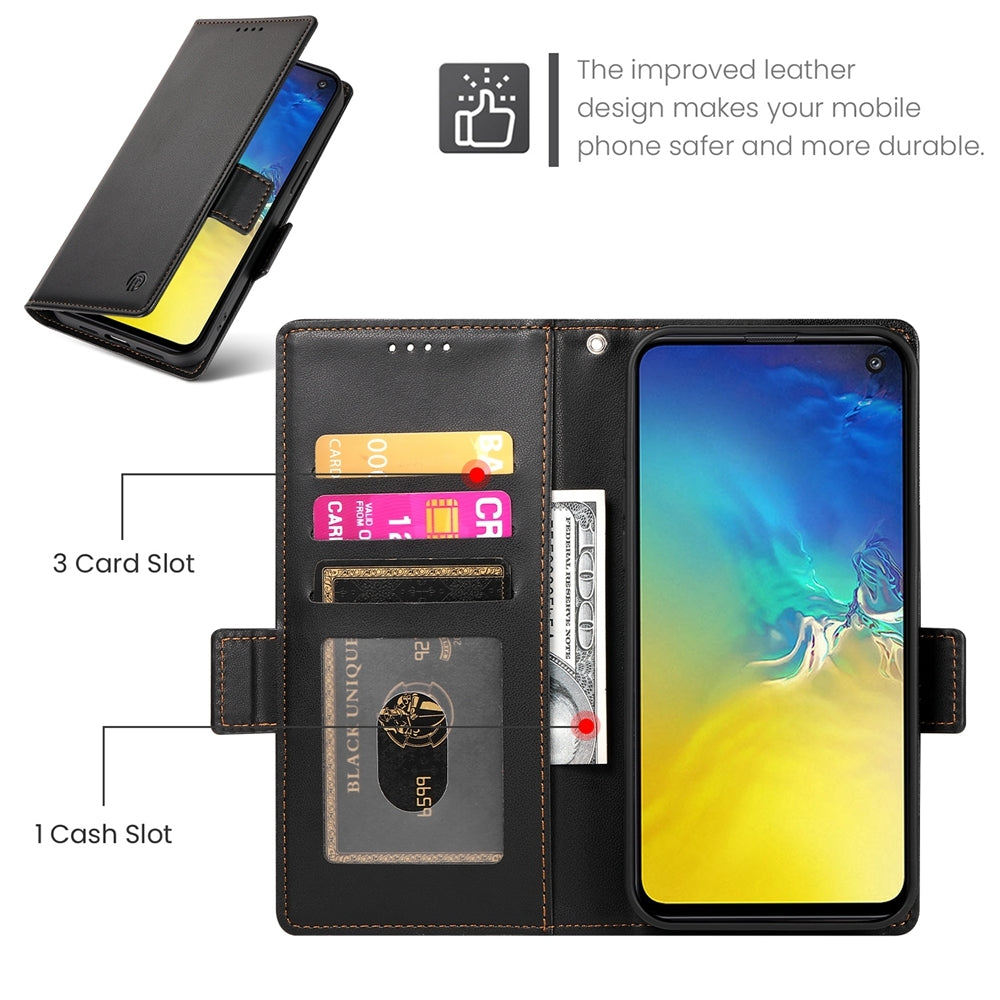 Samsung Galaxy S10e Magnetic Leather Wallet Case with Card Slots, Stand Function & Full Protection