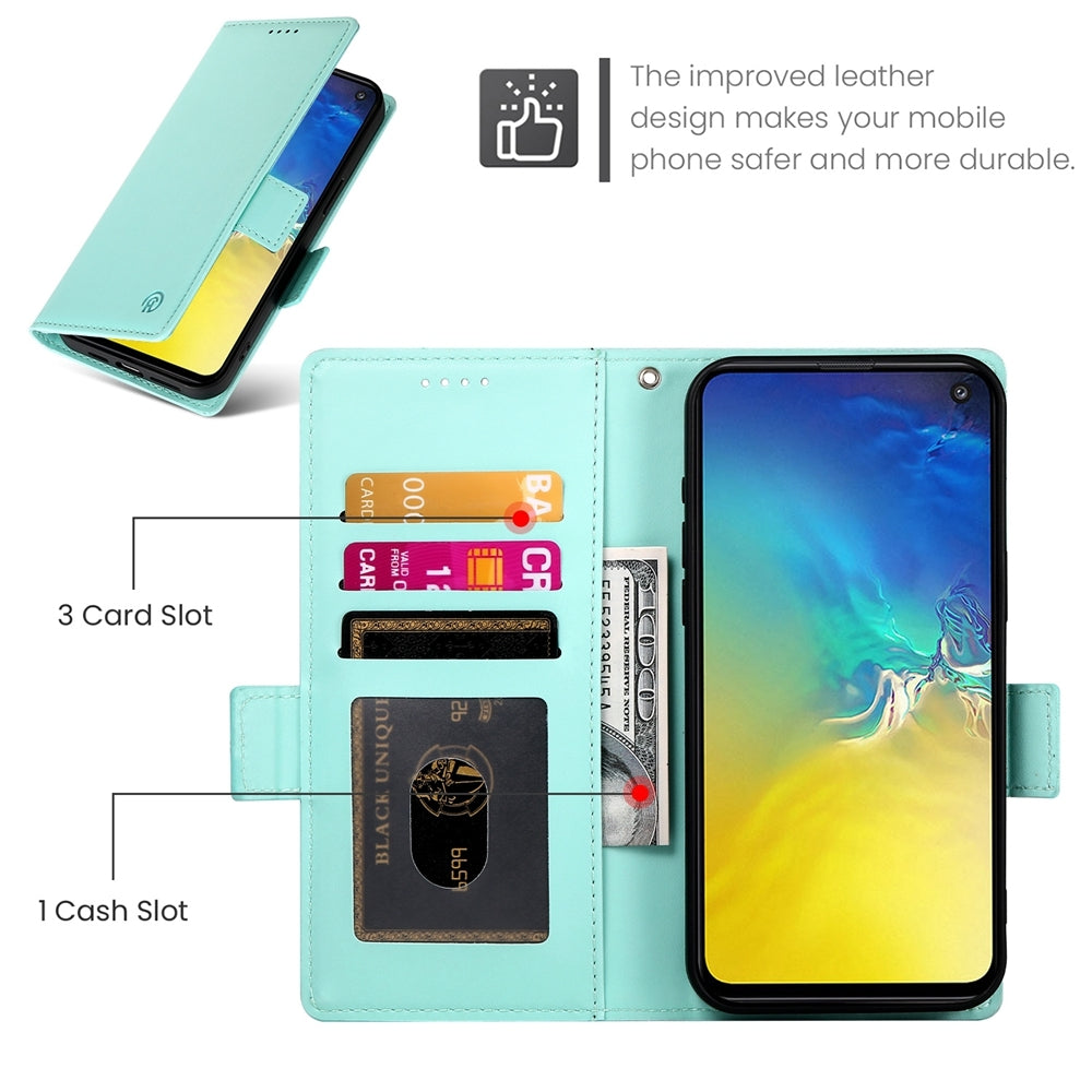 Samsung Galaxy S10e Magnetic Leather Wallet Case with Card Slots, Stand Function & Full Protection
