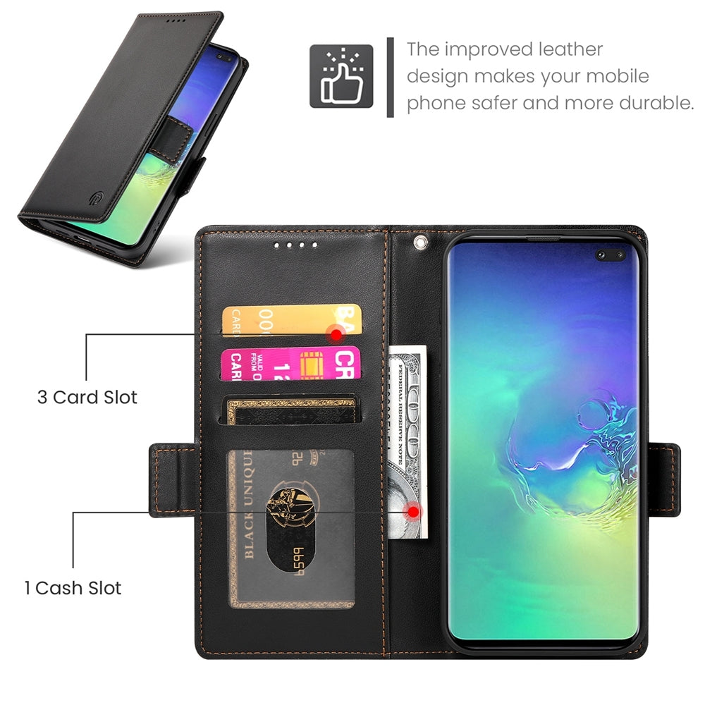 Samsung Galaxy S10+ Magnetic Leather Wallet Case with Card Slots, Stand Function & Full Protection