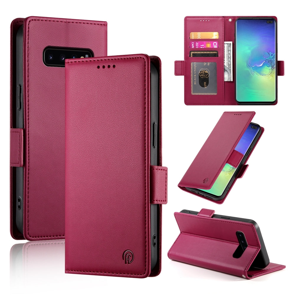 Samsung Galaxy S10+ Magnetic Leather Wallet Case with Card Slots, Stand Function & Full Protection