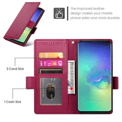 Samsung Galaxy S10+ Magnetic Leather Wallet Case with Card Slots, Stand Function & Full Protection