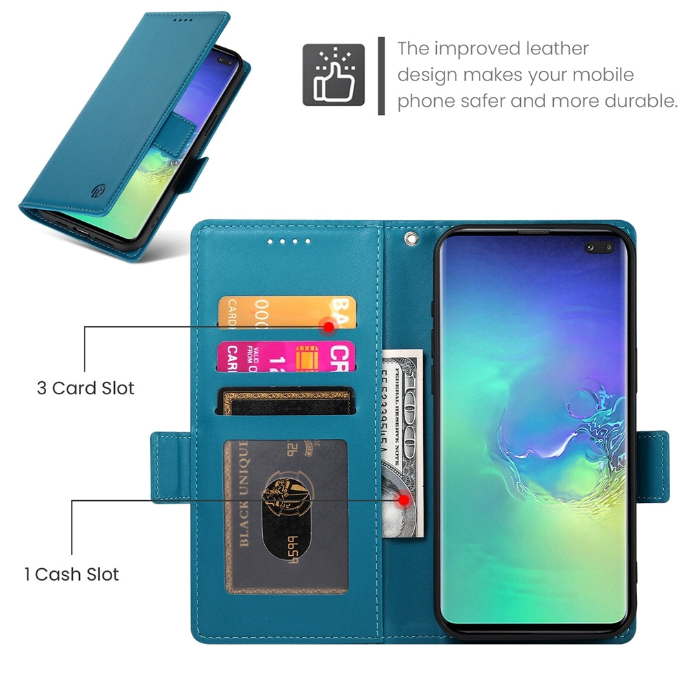 Samsung Galaxy S10+ Magnetic Leather Wallet Case with Card Slots, Stand Function & Full Protection