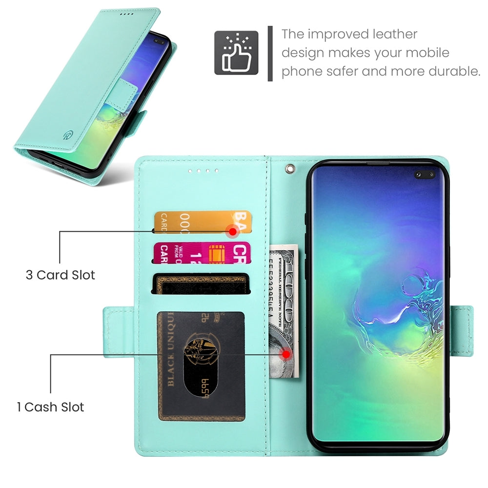 Samsung Galaxy S10+ Magnetic Leather Wallet Case with Card Slots, Stand Function & Full Protection