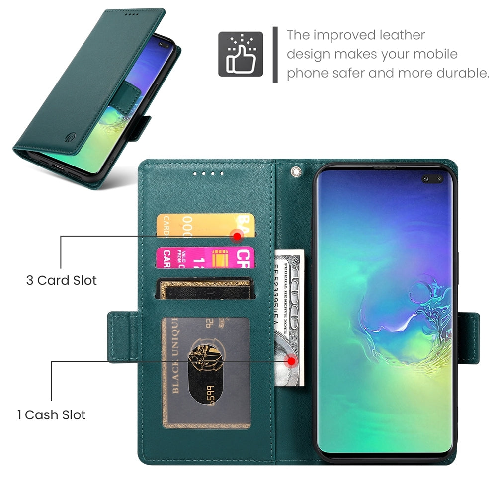 Samsung Galaxy S10+ Magnetic Leather Wallet Case with Card Slots, Stand Function & Full Protection