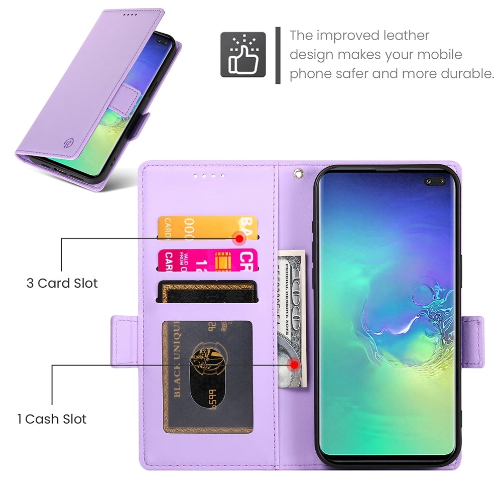 Samsung Galaxy S10+ Magnetic Leather Wallet Case with Card Slots, Stand Function & Full Protection