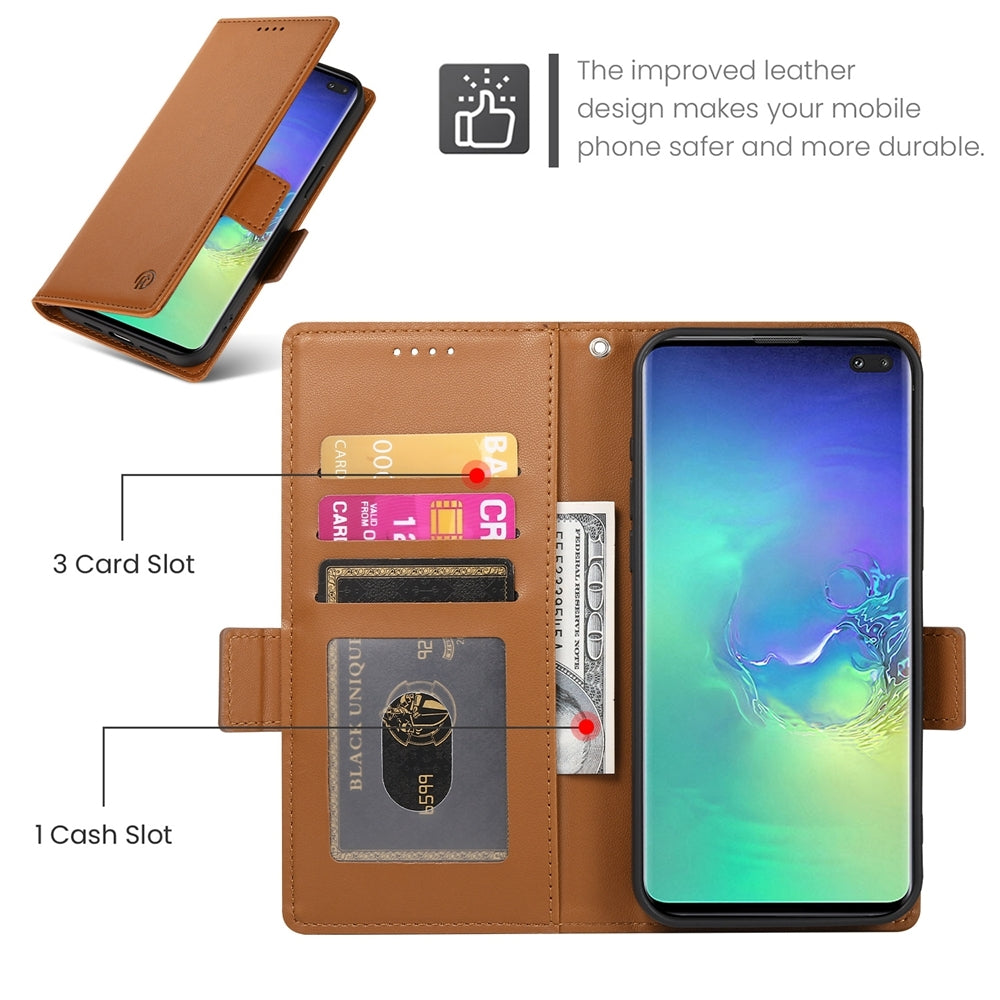 Samsung Galaxy S10+ Magnetic Leather Wallet Case with Card Slots, Stand Function & Full Protection