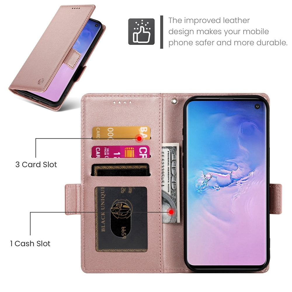 Samsung Galaxy S10 Magnetic Leather Wallet Case with Card Slots, Stand Function & Full Protection