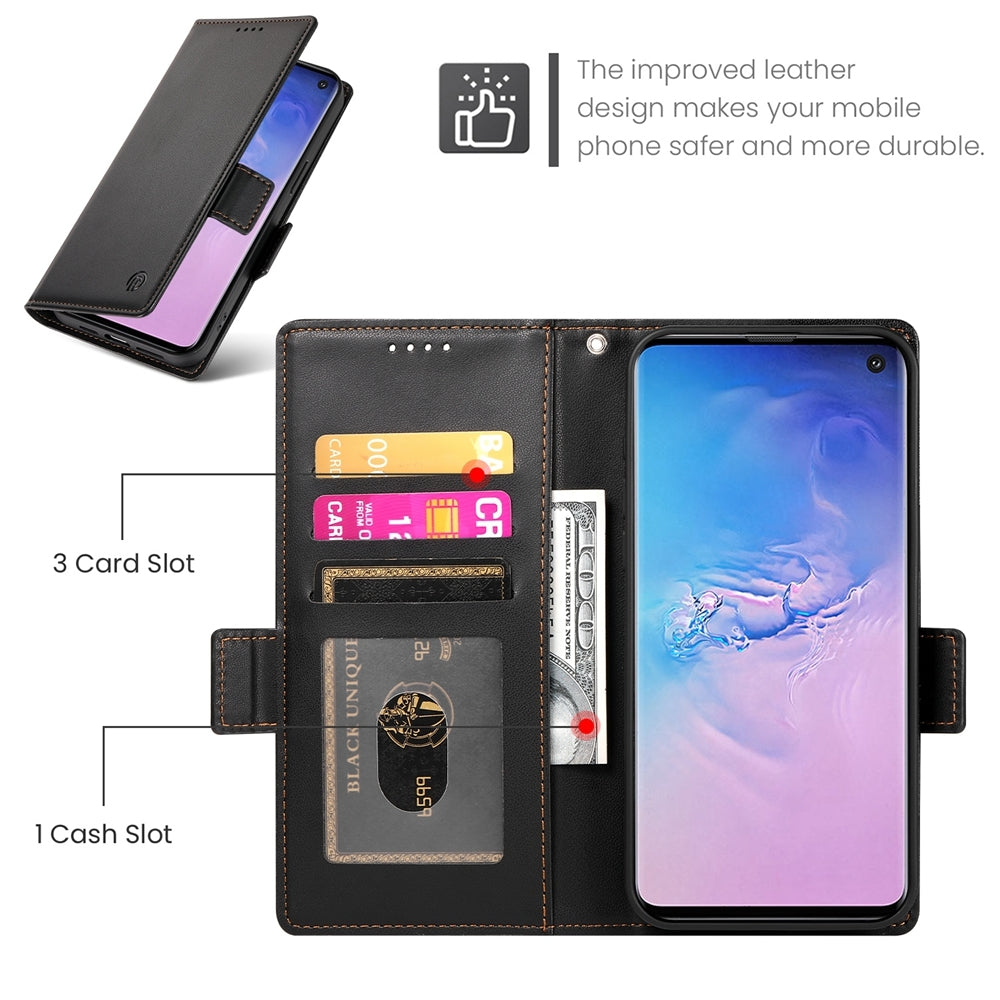 Samsung Galaxy S10 Magnetic Leather Wallet Case with Card Slots, Stand Function & Full Protection