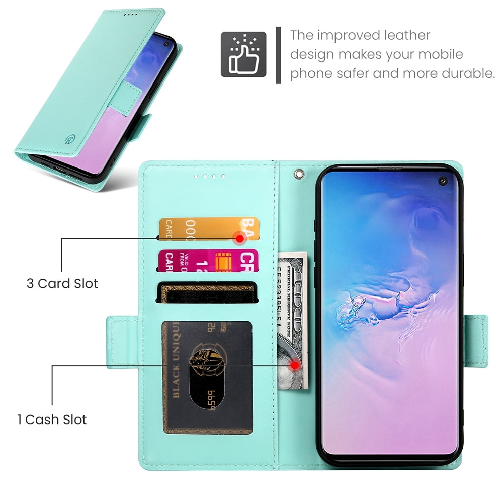 Samsung Galaxy S10 Magnetic Leather Wallet Case with Card Slots, Stand Function & Full Protection