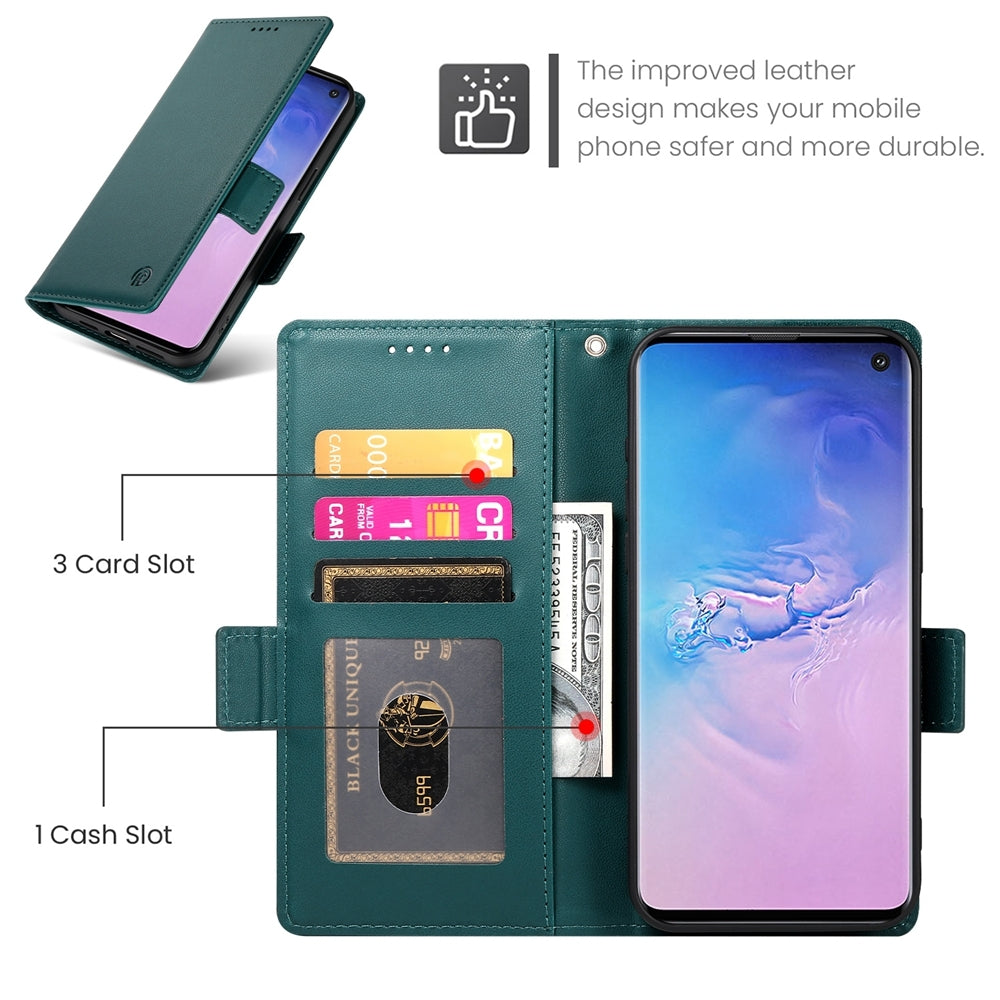 Samsung Galaxy S10 Magnetic Leather Wallet Case with Card Slots, Stand Function & Full Protection