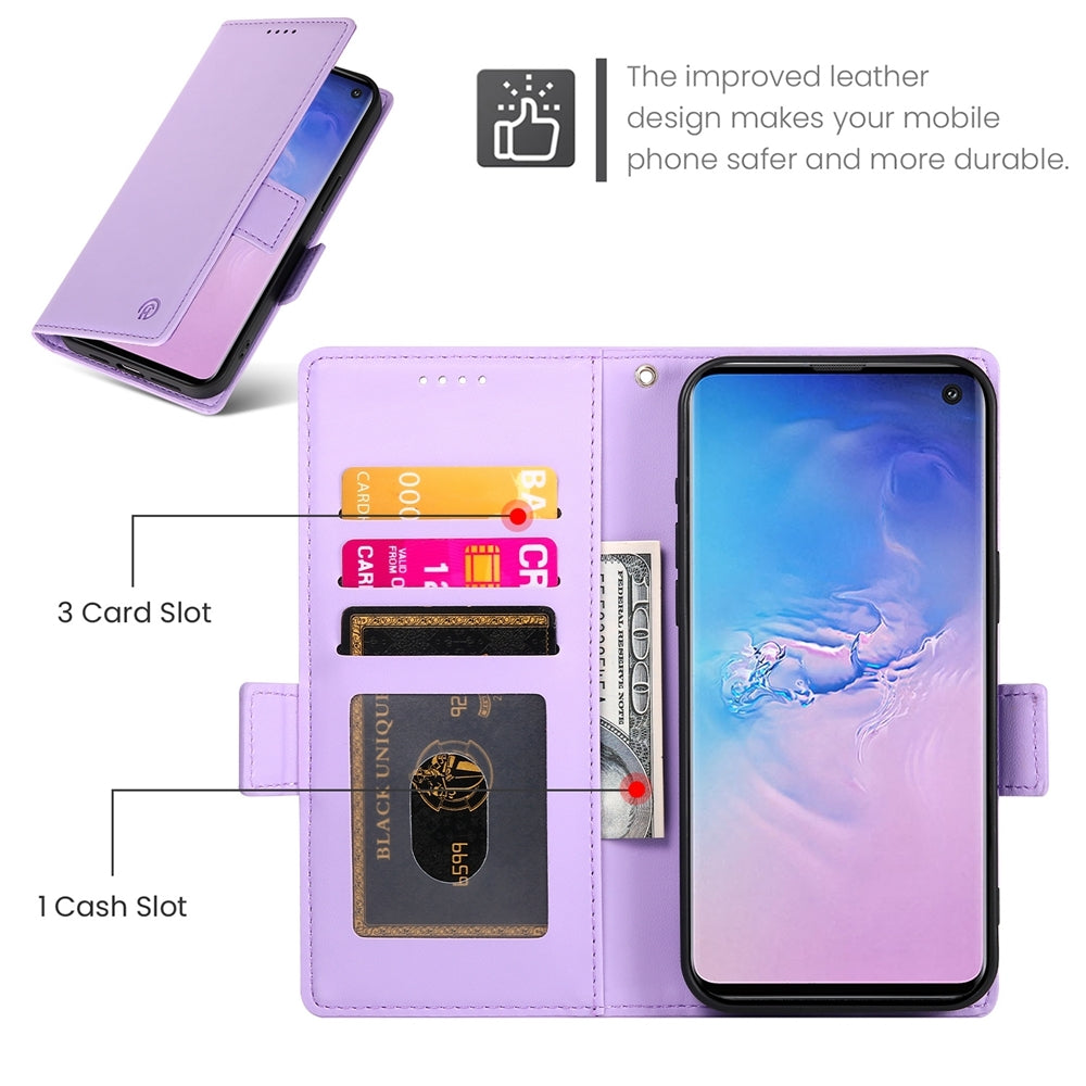 Samsung Galaxy S10 Magnetic Leather Wallet Case with Card Slots, Stand Function & Full Protection